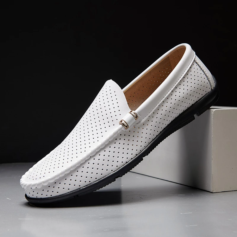 Luxury Men Casual Shoes Fashion Mens Loafers Genuine Leather 2020 Summer Moccasins Slip On Driving Flat for Male | Обувь