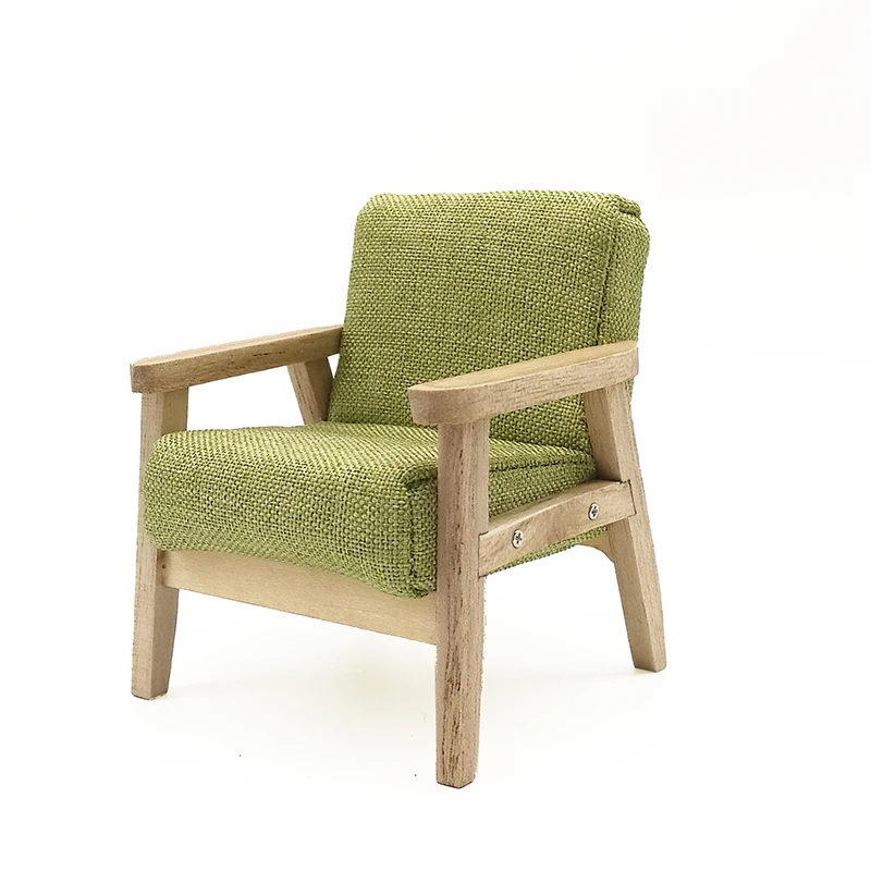 

1:12 Dollhouse Miniature Sofa Chair Fabric Living Room Decoration Minimalist Simple