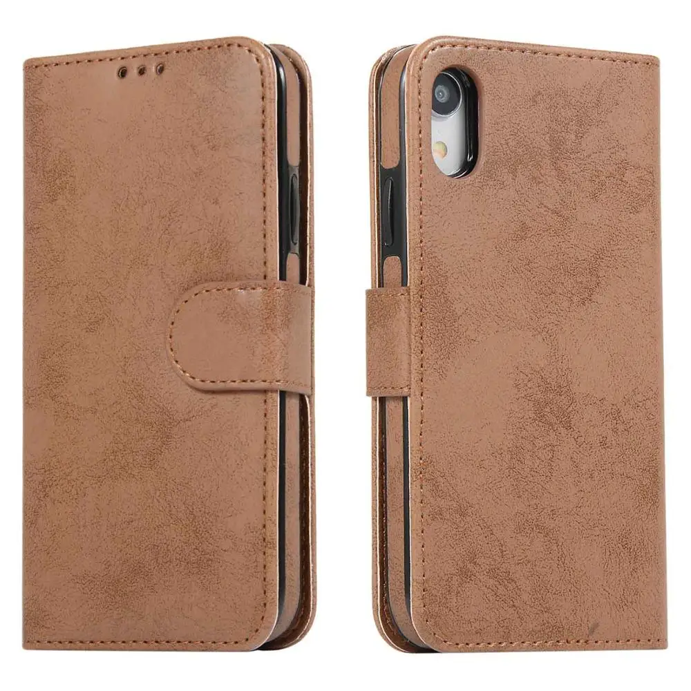 brown Модный чехол-кошелек для iPhone XS X, съемный флип-чехол, кожаный чехол для телефона, чехол для iPhone 11 Pro XR 6 7 8 Plus Funda - Цвет: brown