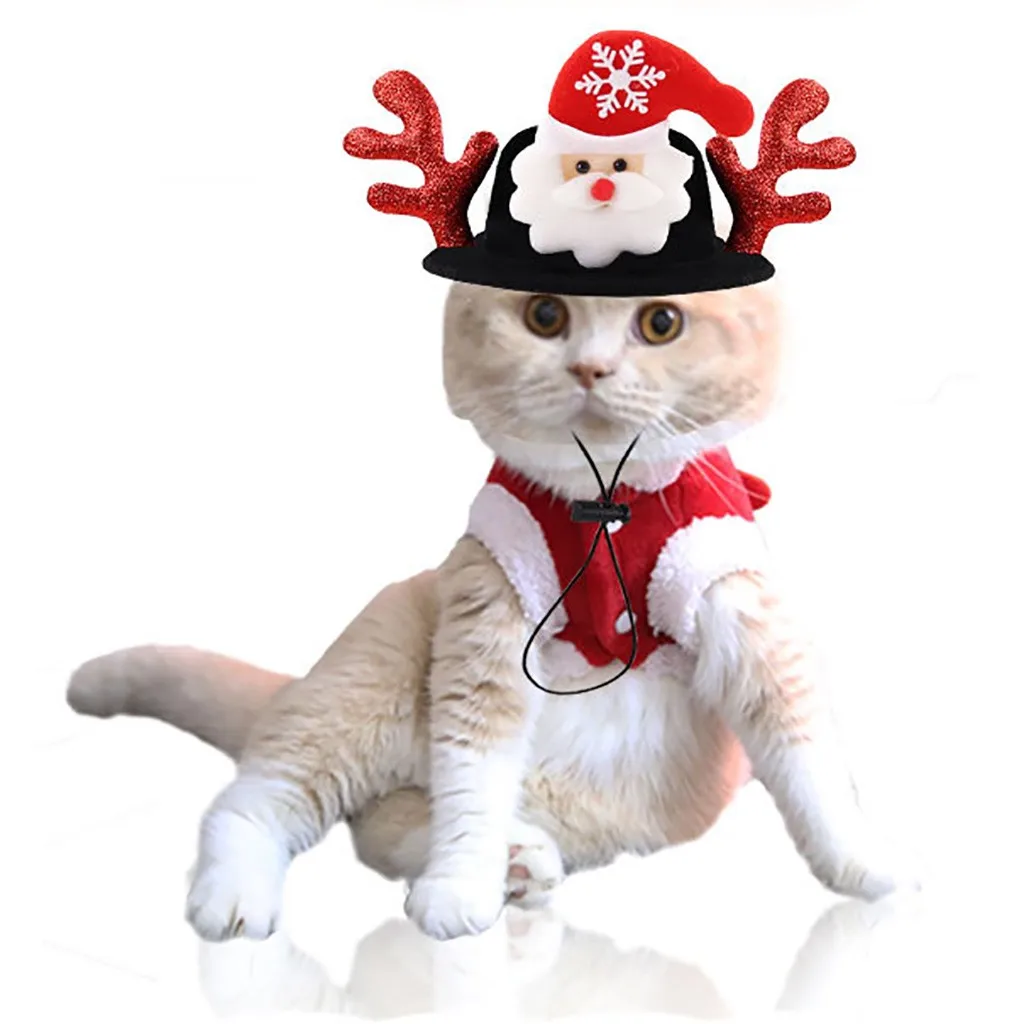 Костюм для кошки собаки Рождественские рога шляпа плащ Маскировка на Хэллоуин