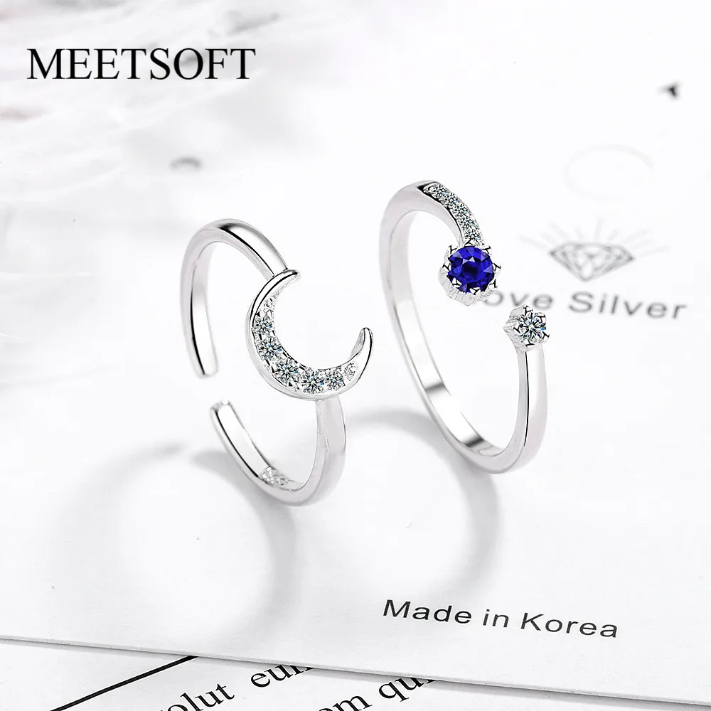 Женское регулируемое кольцо MEETSOFT из стерлингового серебра 925 пробы ювелирное