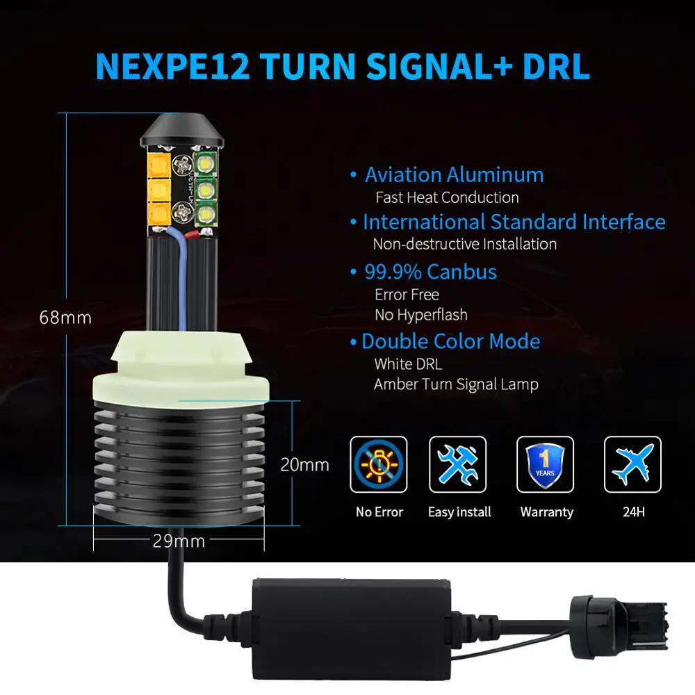 NAO P21W 1156 светодиодный двухцветный 3000Lm T20 PY21W для BMW фонарь с поворотным сигналом