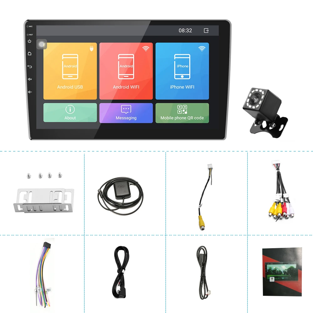 with 12 led camera Camecho Android 8,1 2 Дин Радио Стерео gps 10,1 ''Bluetooth Wi-Fi универсальный автомобильный Радио стерео 4 ядра Автомобильный мультимедийный плеер аудио - Цвет: with 12 led camera
