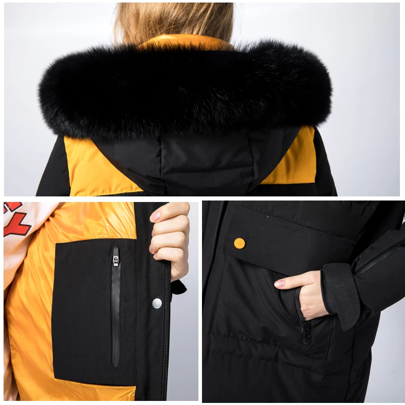 Женский зимний пуховик с защитой от ветра и воды теплая куртка на белом утином