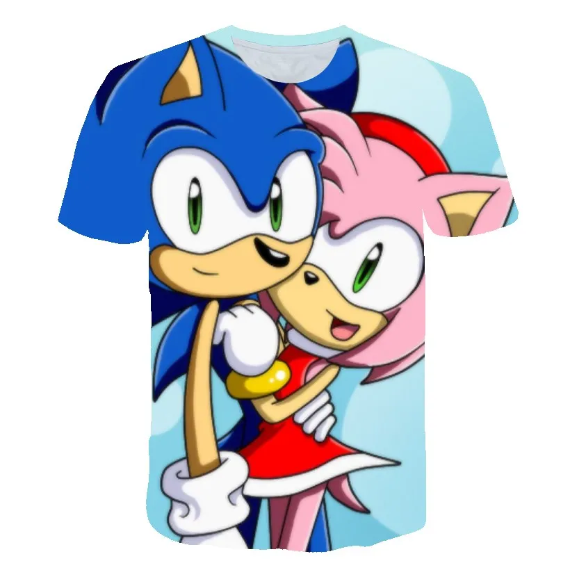 

3D printing children's T-shirt fun cartoon anime boy top 2021 new girl short-sleeved garden collar loose pullover T-shirts