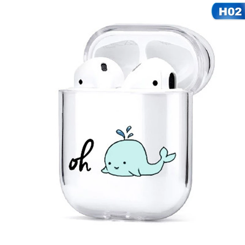 

Cartoon Animal Transparent Painted Earphone Protector For Apple Airpods 1/2 Shockproof Cover Wireless Bluetooth Earphone Case