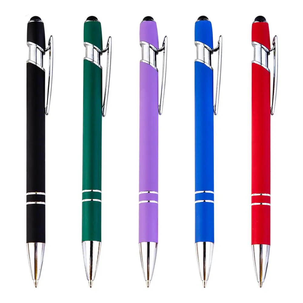 

500pcs/lot DHL free shipping Promotional Gift Custom Logo Soft Touch Ballpoint Pen with Stylus Premium Metal Pen