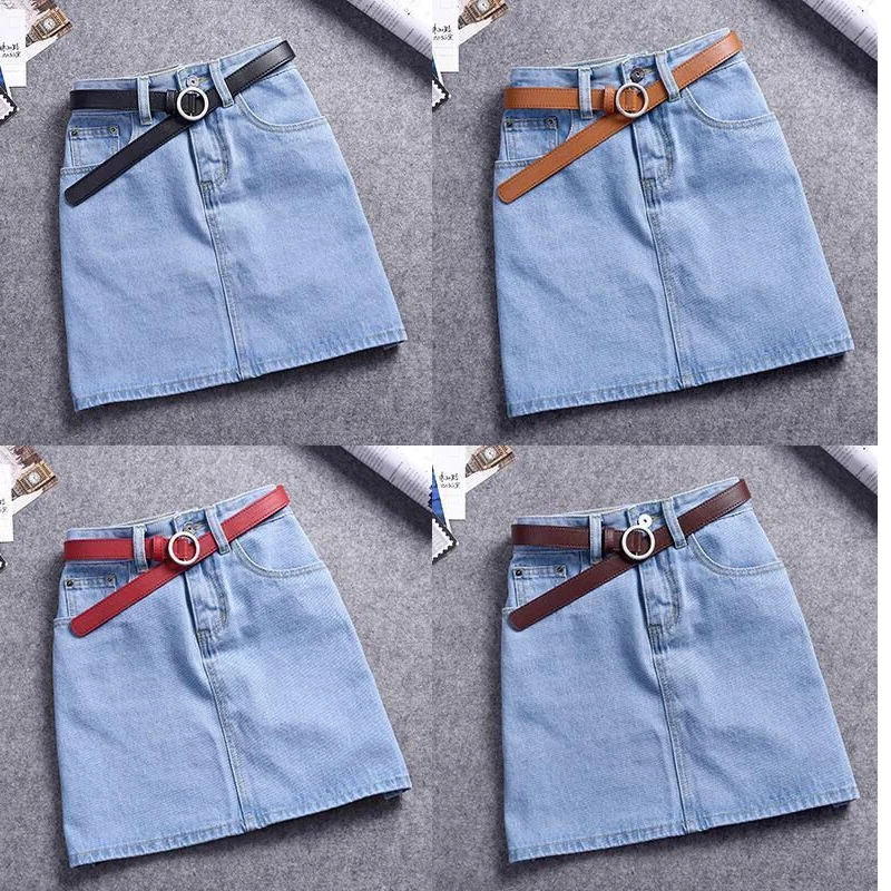 

Six colors women belt fashion youth dress imitation leather adjustable belts round metal buckle pin wild Feminine decoration