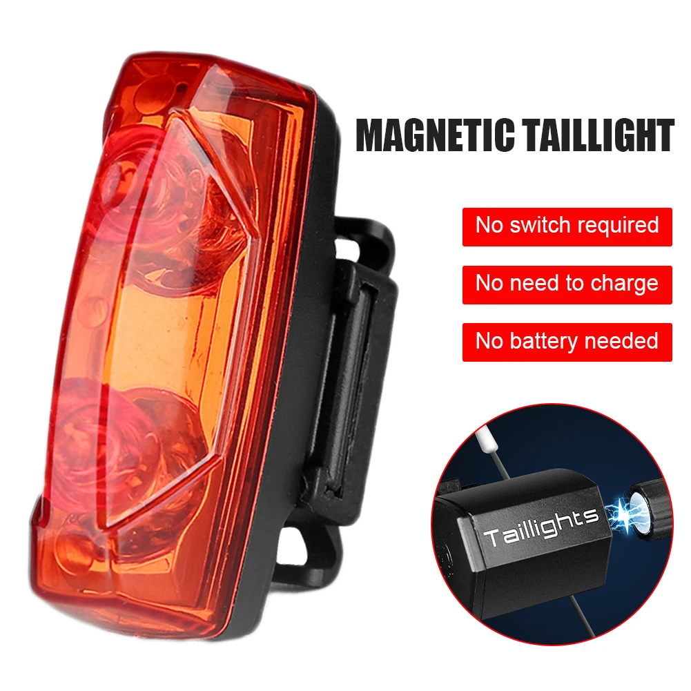 

New Nduction Bike Taillights Magnetic Induction Lights Cycling Warning Lamp MTB Bicycle Magnetic Power Generate Taillight