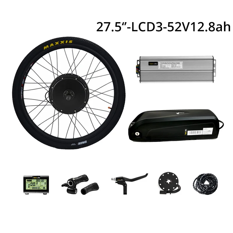 27.5 LCD3 52V12.8AH Комплект для переоборудования электрического велосипеда с Батарея 52 в 12.8ah комплект для электрического велосипеда 1500W 48 v Электрический мотор для центрального движения колеса и 52V Батарея Байк, способный преодолевать Броды набор - Цвет: 27.5 LCD3 52V12.8AH