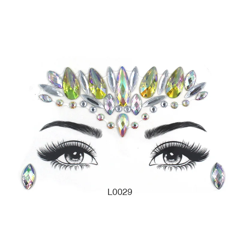 L0029 Блестящие украшения, тату-Стикеры, женская мода, для лица, тела, драгоценные камни, цыганский музыкальный фестиваль, украшение, вечерние, макияж, инструмент, для лица, кристальная наклейка - Цвет: L0029