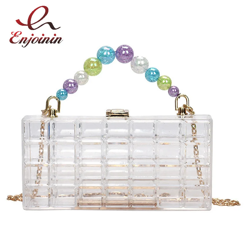 

Transparent acrylic crippling clutch box party for women fashion women handbags and chess bag designer purse chain shoulder bag