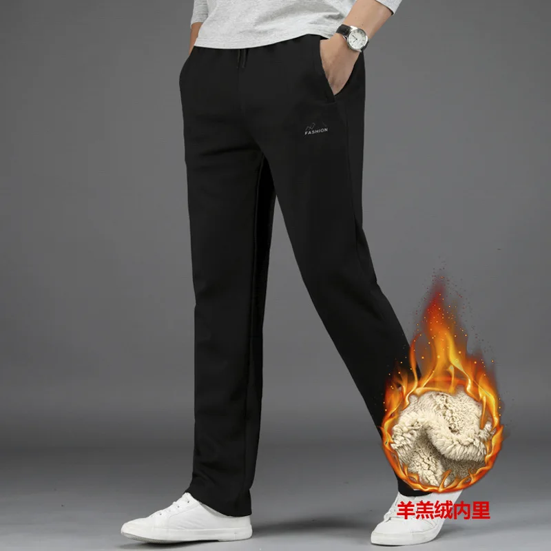 

Cashmere elastic waist sports pants men's straight casual pants plus fat plus size fat man warm lamb cashmere pants