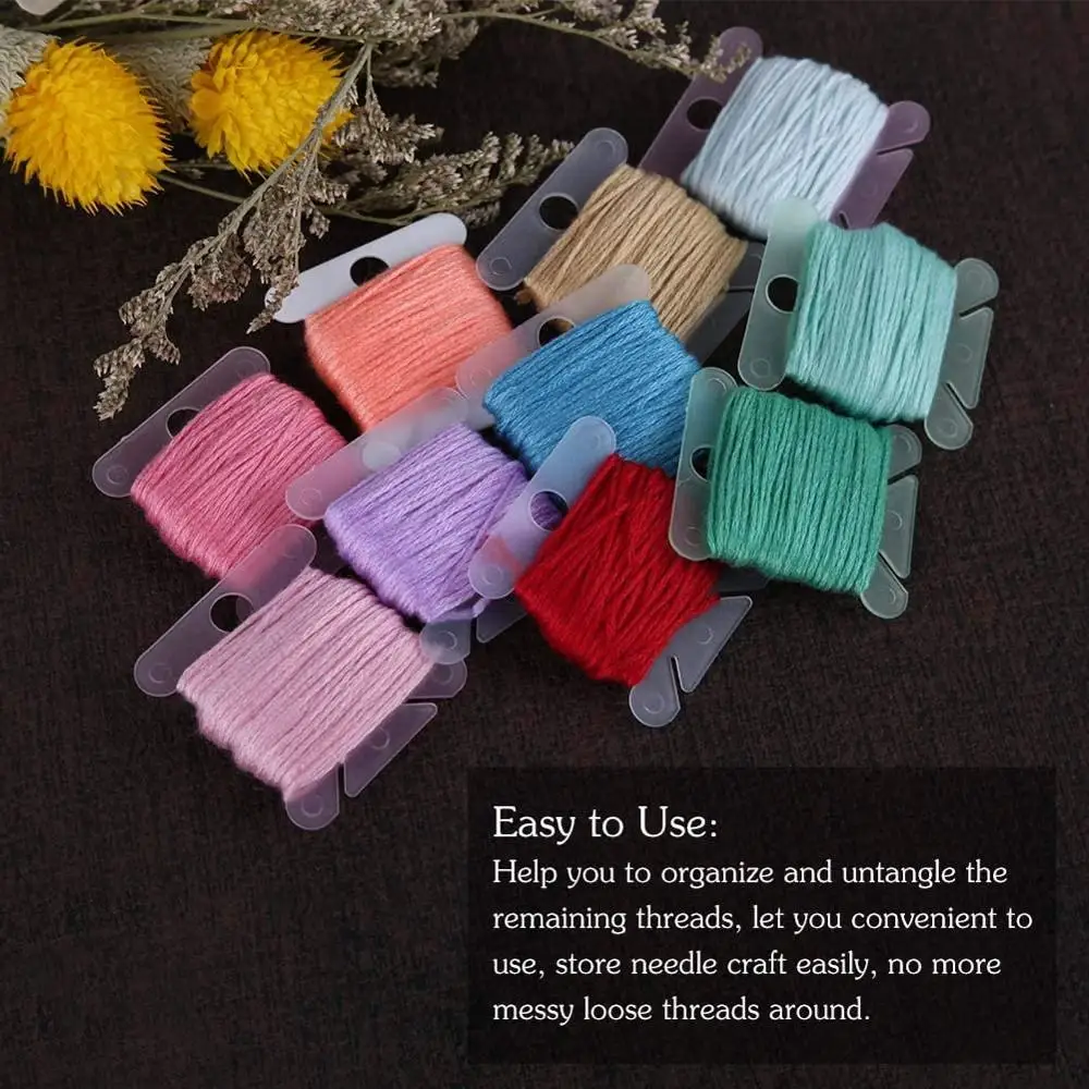 

LMDZ 100 Pcs Plastic Embroidery Floss & Craft Thread Bobbins Sewing Thread Winding Plate Board Cardfor DIY