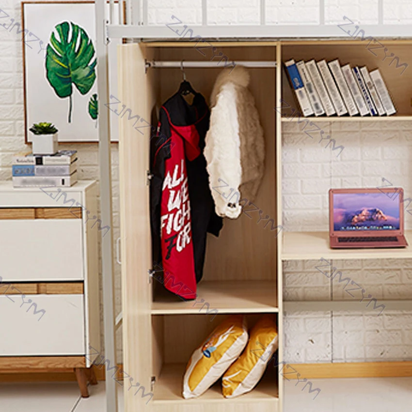 

Bunk Bed Dormitory High Loft Home Bedroom Multifunction Single Nap Teenage Adult Bed Twin Bed Frame With Guardrail 90/100/120CM