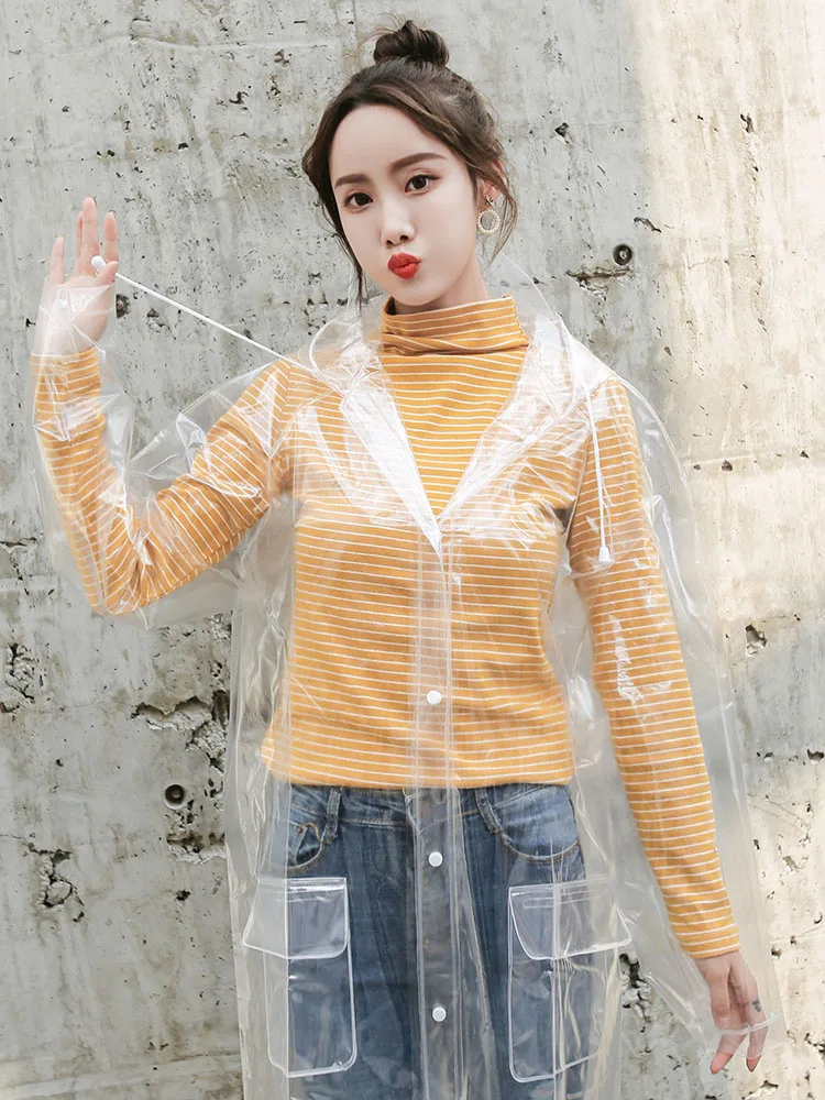 

Portable Single Fashion Long Raincoat Poncho Waterproof Womens Raincoat Rain Coat Transparent Erkek Yagmurluk Clothes OO50YY