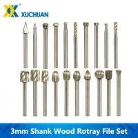 rotary file set rotary router milling cutter 3mm shank hss burr rotary 20pcs for wood carving tool kit routing router bits