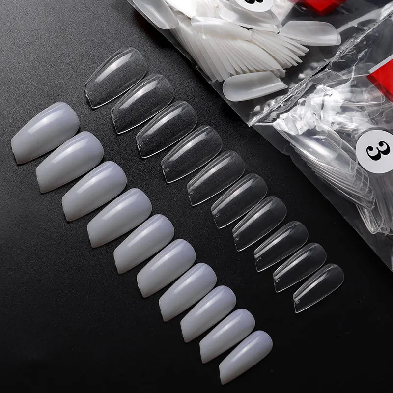 500 шт./пакет наклонная накладные ногти полное покрытие ногтей Натуральный