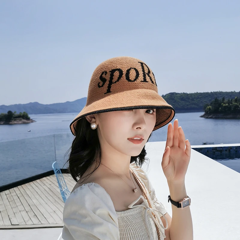 Шляпа рыбака с надписью для весны и осени женская пляжная шляпа от солнца Панама