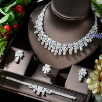 hibride exclusive necklace earring ring bracelet set women bridal accessories gifts cz wedding ornament collier mariage n 866
