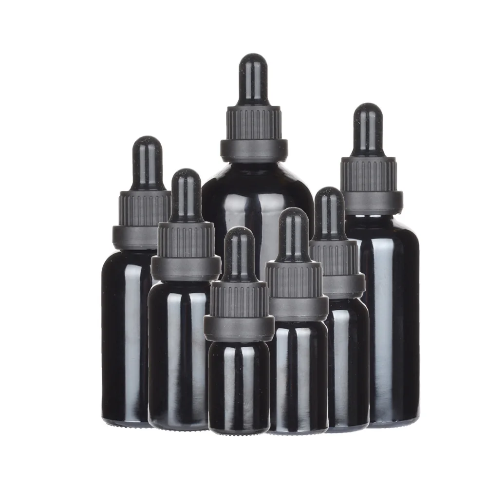 10pcs/lot 5ml 10ml 15ml 20ml 30ml 50ml 100ml black glass essential oil dropper bottle wtih piepette drop vials Containers | Красота и