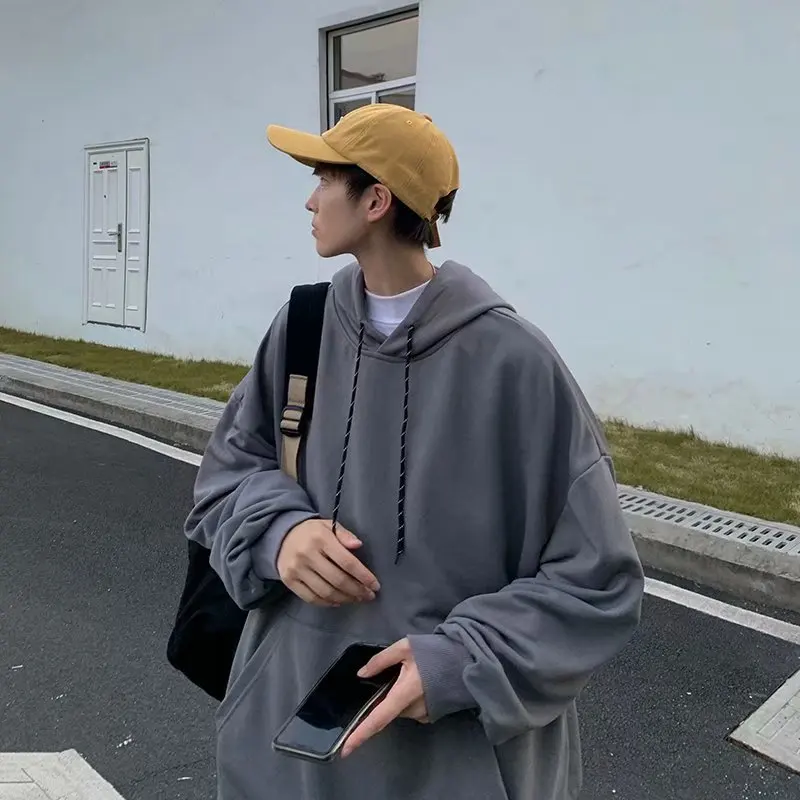 

2021 Pure Color Hooded Sweatshirt Men's 2021 New Spring And Autumn Korean Version Of The Trend Of Loose Student Jacket Lovers