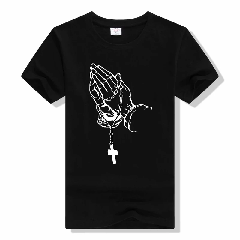 Футболка мужская с молитвенными руками повседневная хлопковая рубашка коротким