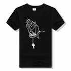 Футболка мужская с молитвенными руками, повседневная хлопковая рубашка с коротким рукавом, круглым вырезом и принтом Иисуса наш властелин крест, крутая брендовая, на лето