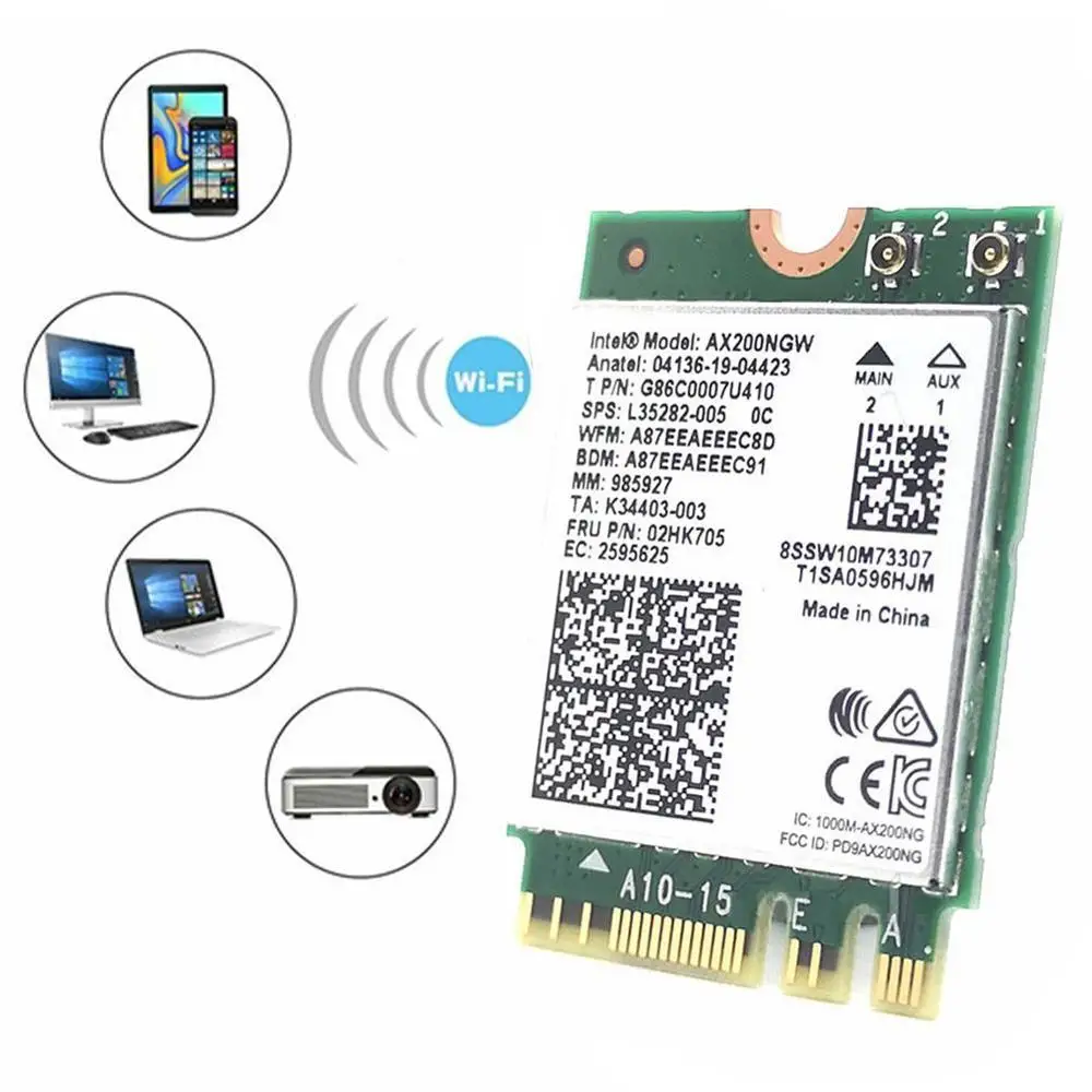 Для Intel AX200 2400 Мбит/с Беспроводная AX200NGW NGFF M.2 Bluetooth 5 0 Wifi сетевая карта 2 4G/5G 802.11ac/ax |