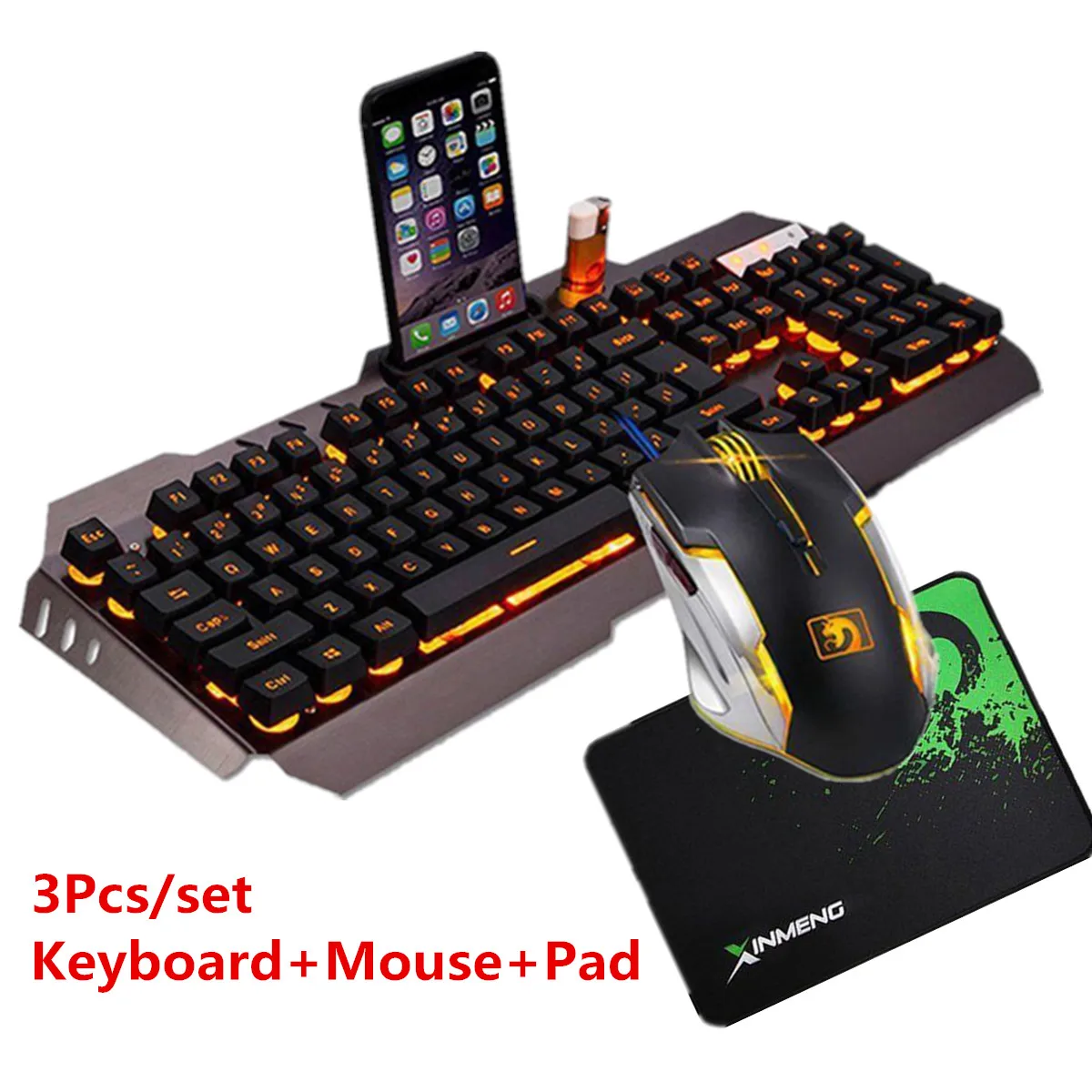 Игровая клавиатура мышь Combos механический Feel светодиодный Подсветка USB геймер ноутбук игровой набор с коврик для мыши