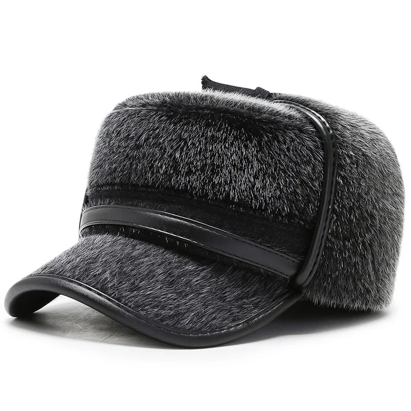 Мужская шапка бомбер из искусственного меха зимняя теплая женская советского