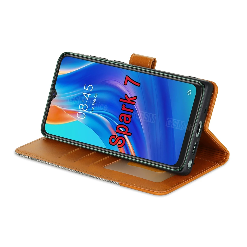 stand case for tecno spark 7 cover magnetic card flip wallet leather phone protective shell etui book for tecno spark7 case capa free global shipping