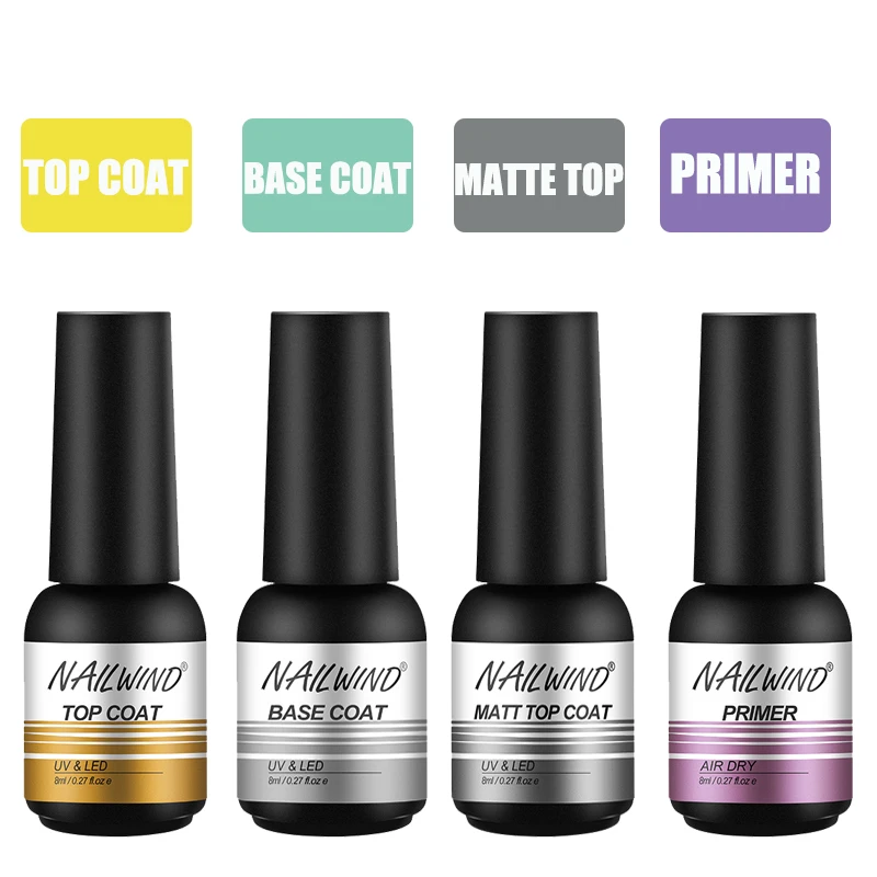 

Базовое и топовое покрытие Nailwind, набор для маникюра, гель-лака для ногтей, рисование, дизайн ногтей, требует закрепления УФ-лампой, светодиод...