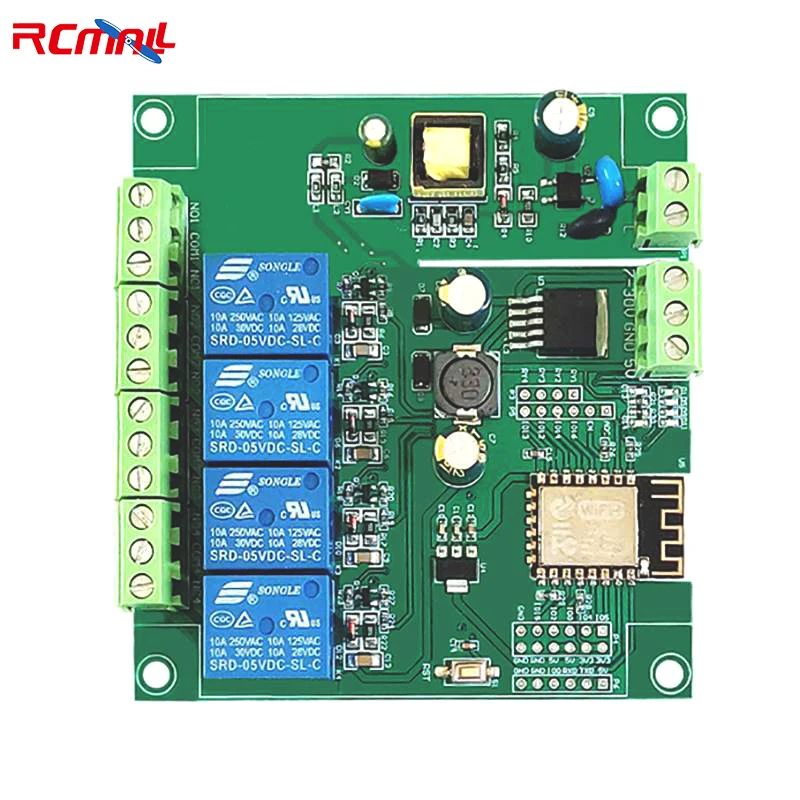 RCmall ESP8266 Wireless WIFI Relay Module 4 Channel ESP-12F Wifi Development Board AC/DC Power Supply for Arduino