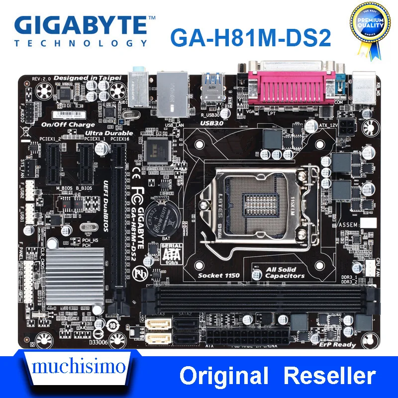 GIGABYTE GA-H81M-DS2 настольная материнская плата H81 Socket LGA 1150 i3i5 i7 DDR3 16G Micro-ATX UEFI биос оригинальная Отремонтированная материнская плата