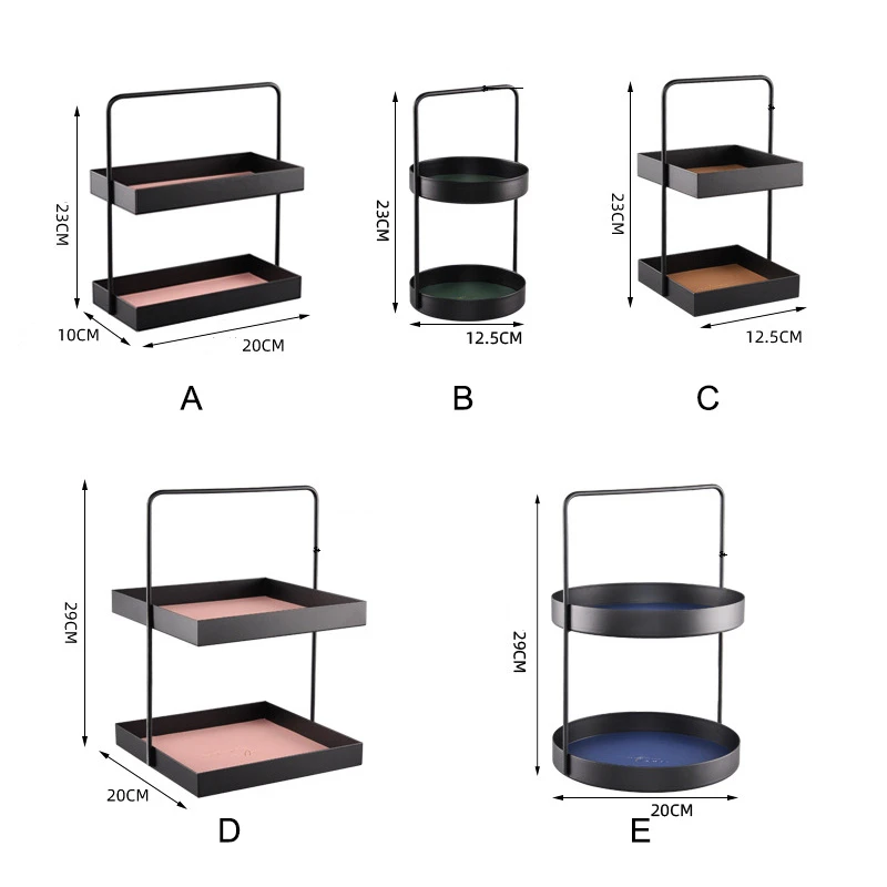 

Multifunctional Double-layer Leather Pad Metal Storage Tray Entrance Tray Sundries Storage Cosmetic Jewelry Organizer Home Decor
