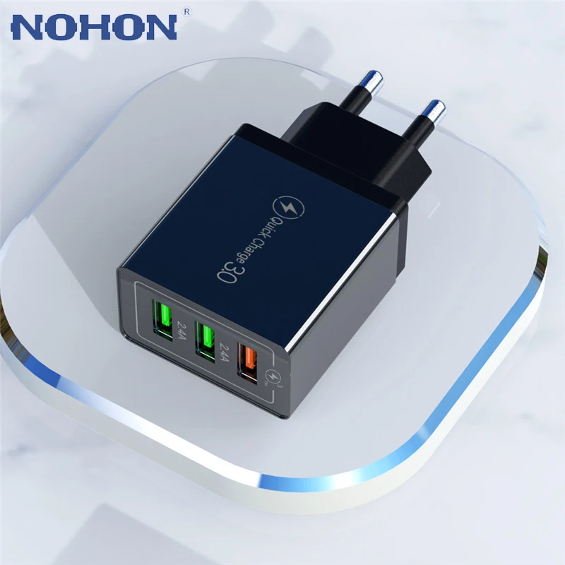 Зарядное устройство с 3 USB-портами и поддержкой быстрой зарядки 0 А мобильный