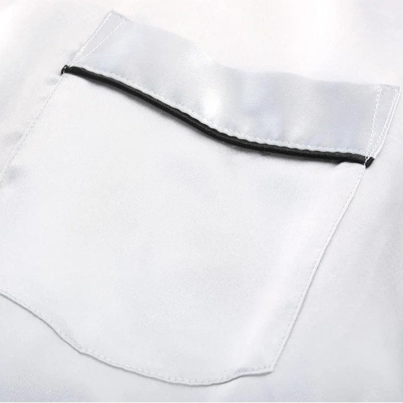 Элегантная Шелковая пижама Мужская атласная с длинным рукавом пижамный комплект