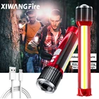 Уличный фонарик, вращающийся на телескопический светодиодный фонарь с зумом градусов, с боковым освещением, перезаряжаемый фонарик для кемпинга, внешний аккумулятор с прожектором