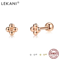 lekani 925 sterling silver minimalist tiny cute stud earrings for women cross flower prevent allergy earring fine jewelry gift