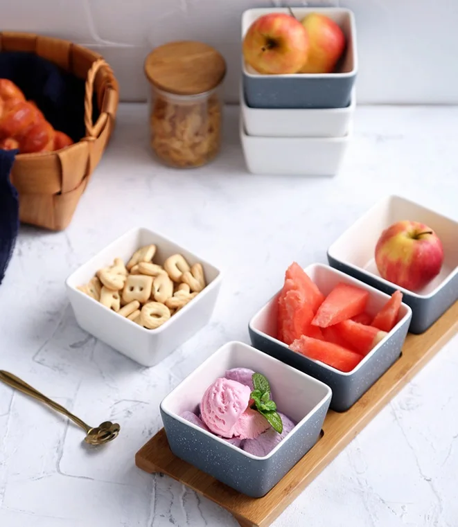 

Food Grade Ceramic + Wooden Board Jars Bowl Melon Seed Nuts Grain Bowls Candy Snack Dry Fruit Storage Boxes Container