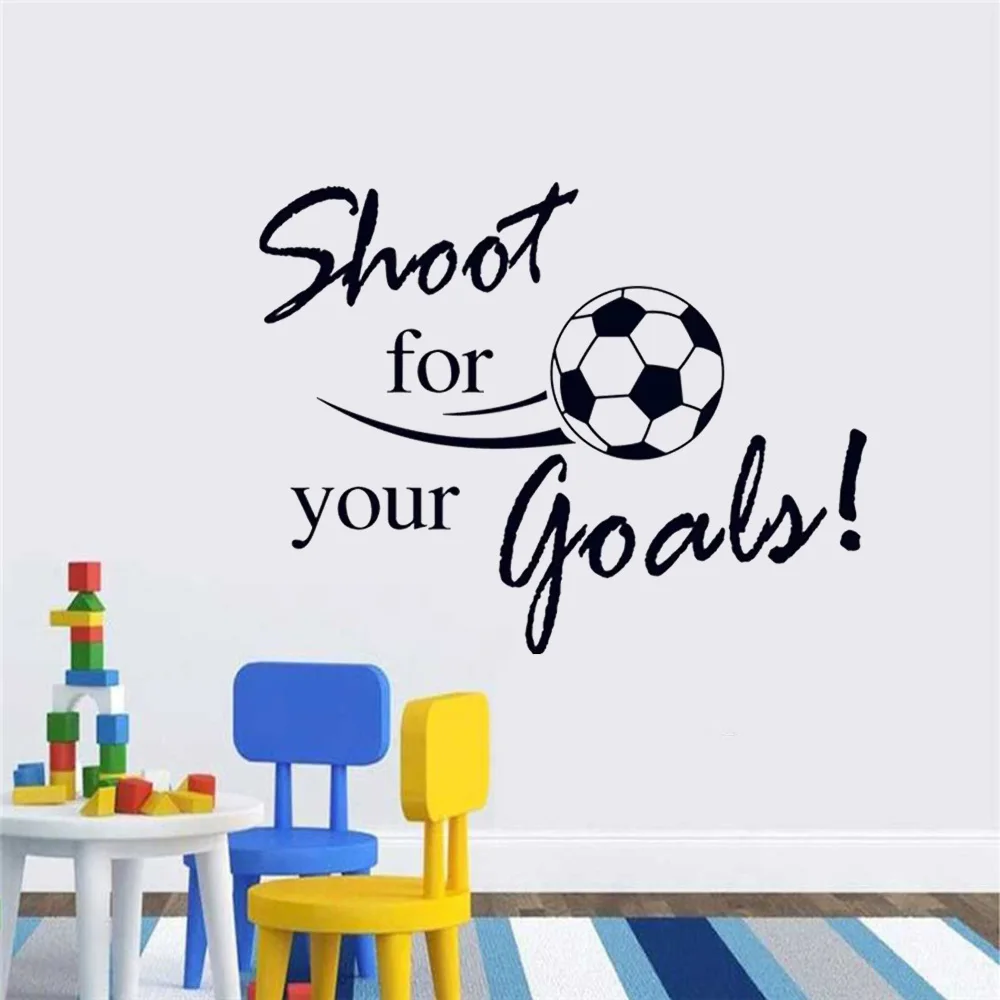 

flying football Shoot for Your Goal wall sticker English Letters home decals stickers for Kids Room living room decor mural