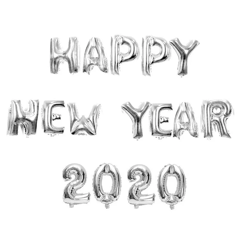2020 Новогодние украшения из розового золота с Новым годом воздушные шары гелием и