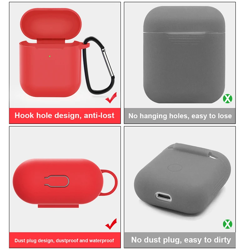 Силиконовые чехлы для беспроводных наушников мягкие Airpods 2 цветной защитный