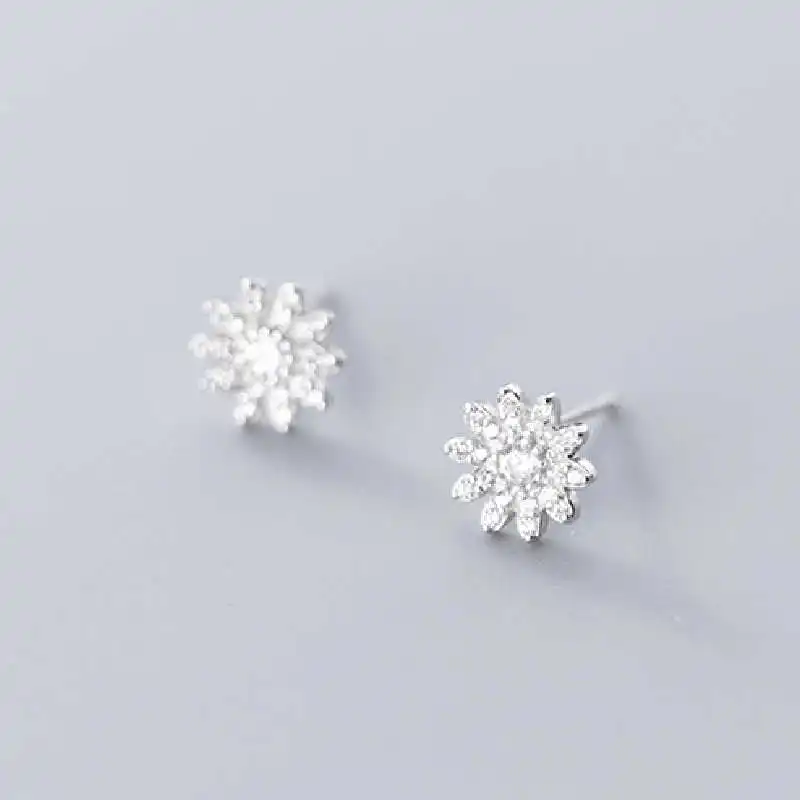 

PONYKISS Genuine S925 Sterling Silver Sun flower Zircon Stud Earrings Women Party Delicate Accessory Minimlist chic Gift