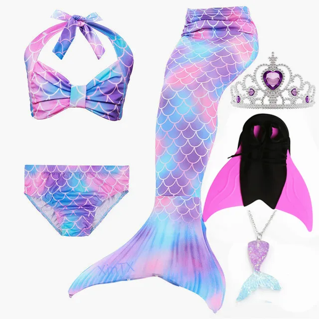 Хвост русалки для девочек купальный костюм можно добавить плавник монофина с