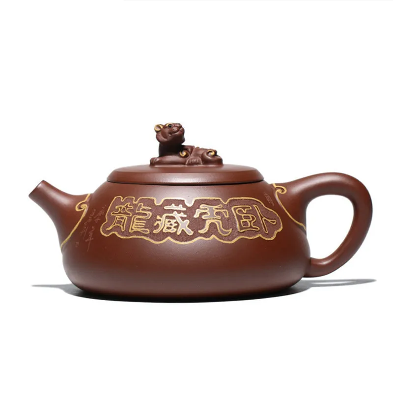 

Authentic Yixing Stone scoop Tea Pot Purple Clay Teapots Raw ore Beauty Kettle Chinese Tea Ceremony Customized Gifts 390ml