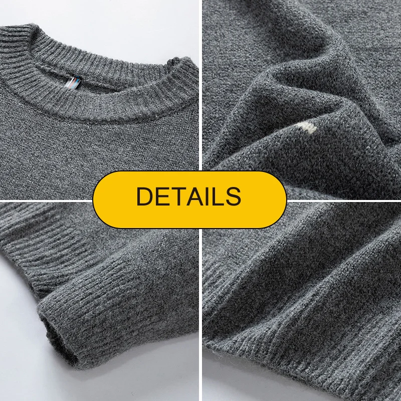 Мужской шерстяной вязаный свитер в стиле пэчворк зимняя уличная одежда