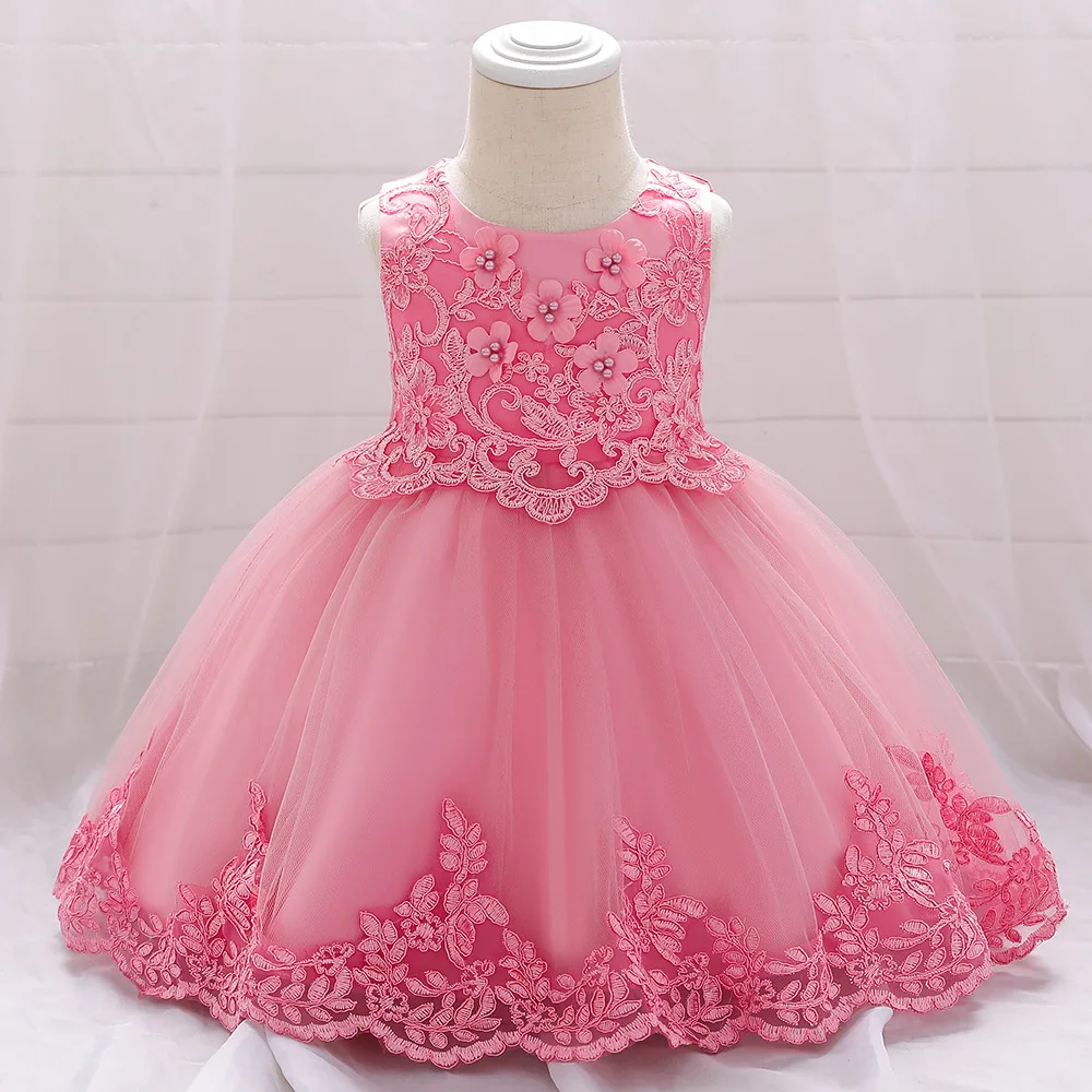 

Lace Baby Girls Baptism Dress Newborn Princess Birthday Wear Toddler Floral Christening Ball Gown Kids Dresses for Girls 12 24M