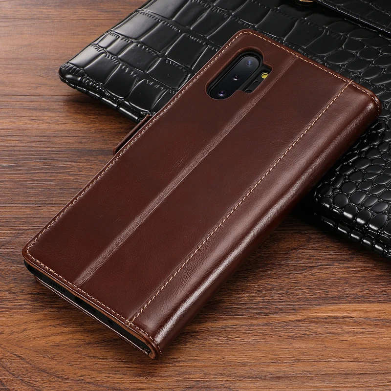 Для samsung Galaxy Note10 флип-кейс из натуральной кожи деловой бумажник oil Wax Подставка Крышка смартфона для samsung Note10 Plus